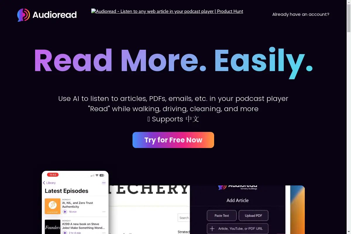 Audioread: Lesen. In Audio.